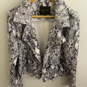 Sanctuary snake skin print biker jacket